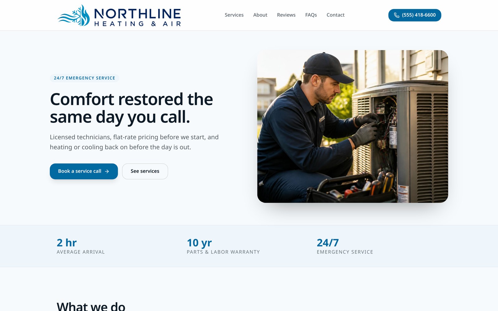 Northline Heating & Air website homepage
