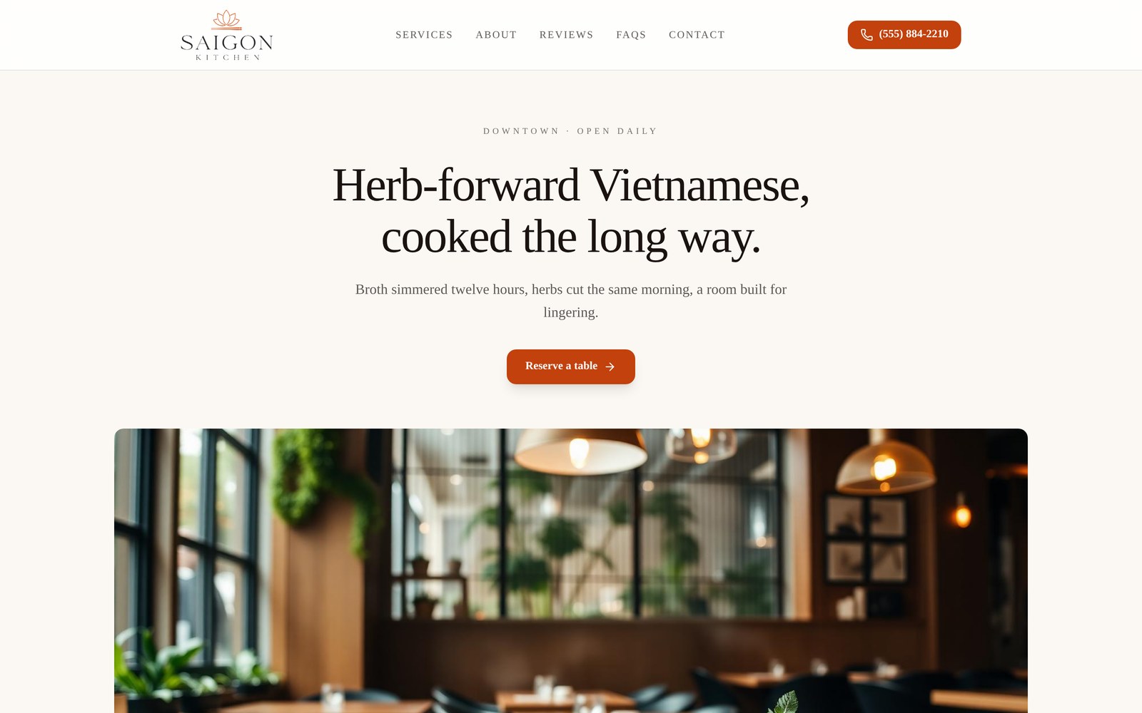 Saigon Kitchen website homepage